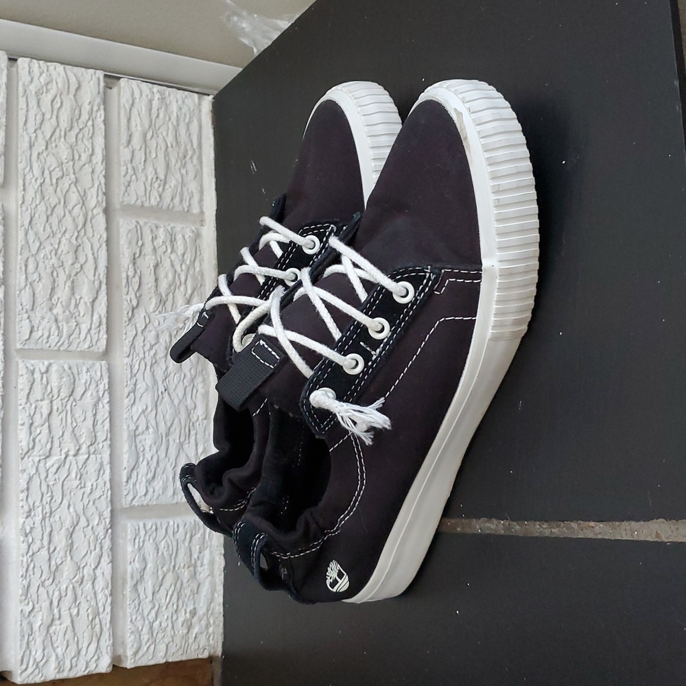 Timberland Newport Bay Black White Classic Canvas Trainers Sneakers Size US 6.5
